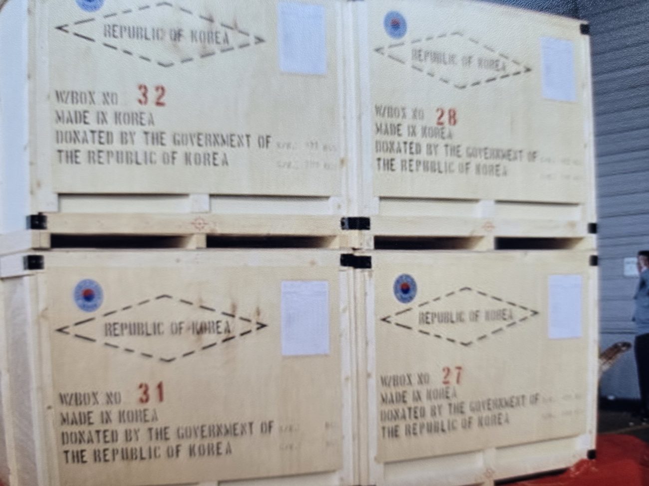 KOICA shipping marks on relief cargo.
